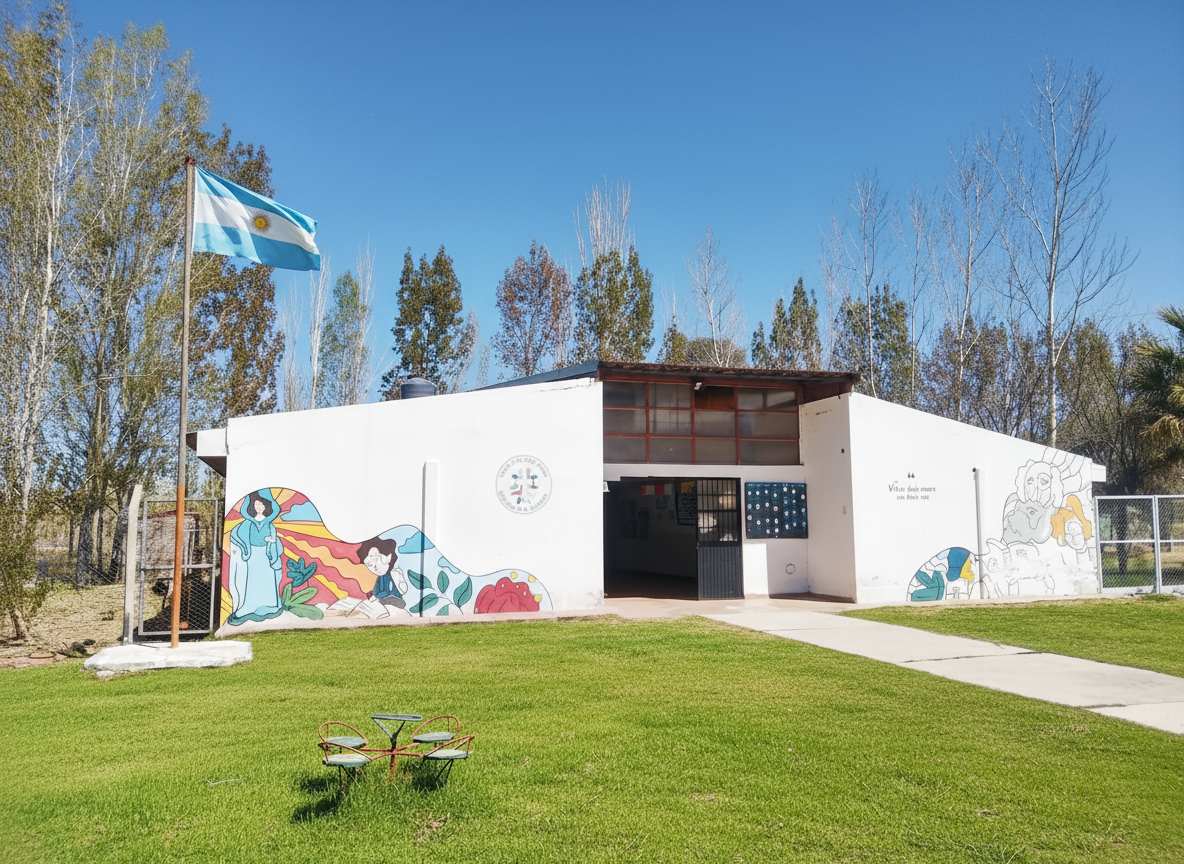 Fachada luminosa de la Escuela Madre Amable